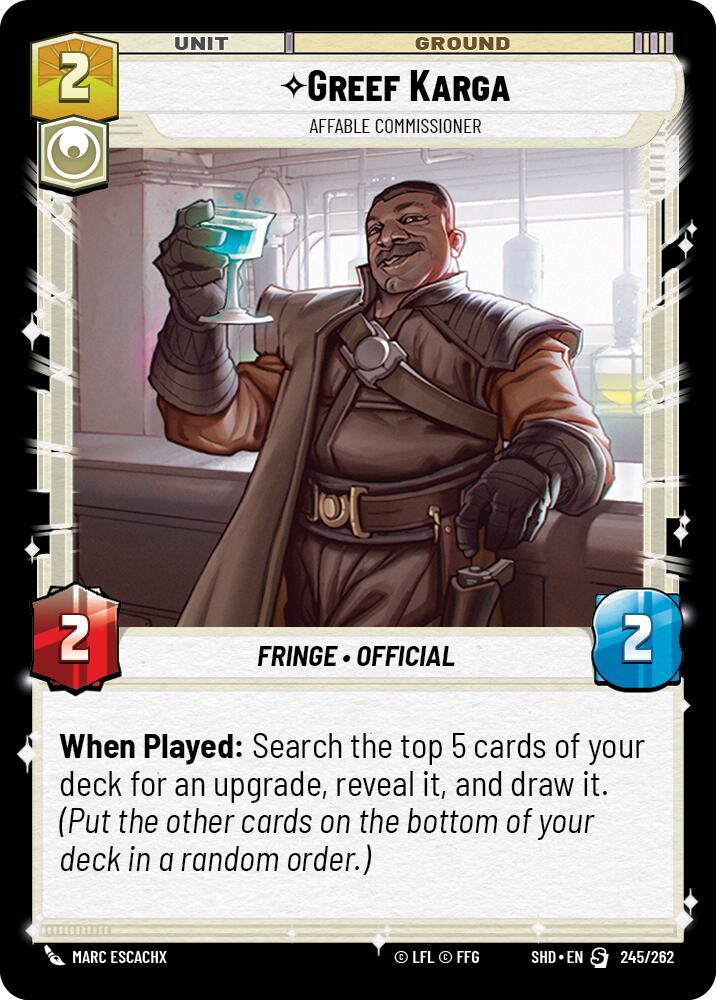 Greef Karga - Affable Commissioner (245/262) (245/262) [Shadows of the Galaxy] | Jomio and Rueliete's Cards and Comics