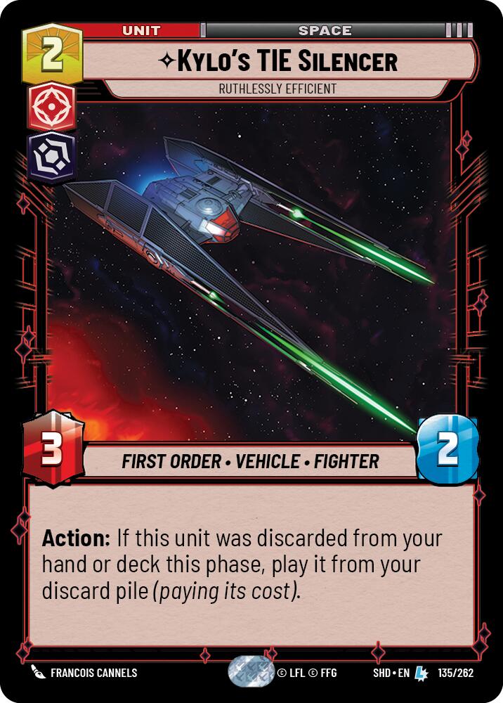Kylo's TIE Silencer - Ruthlessly Efficient (135/262) (135/262) [Shadows of the Galaxy] | Jomio and Rueliete's Cards and Comics