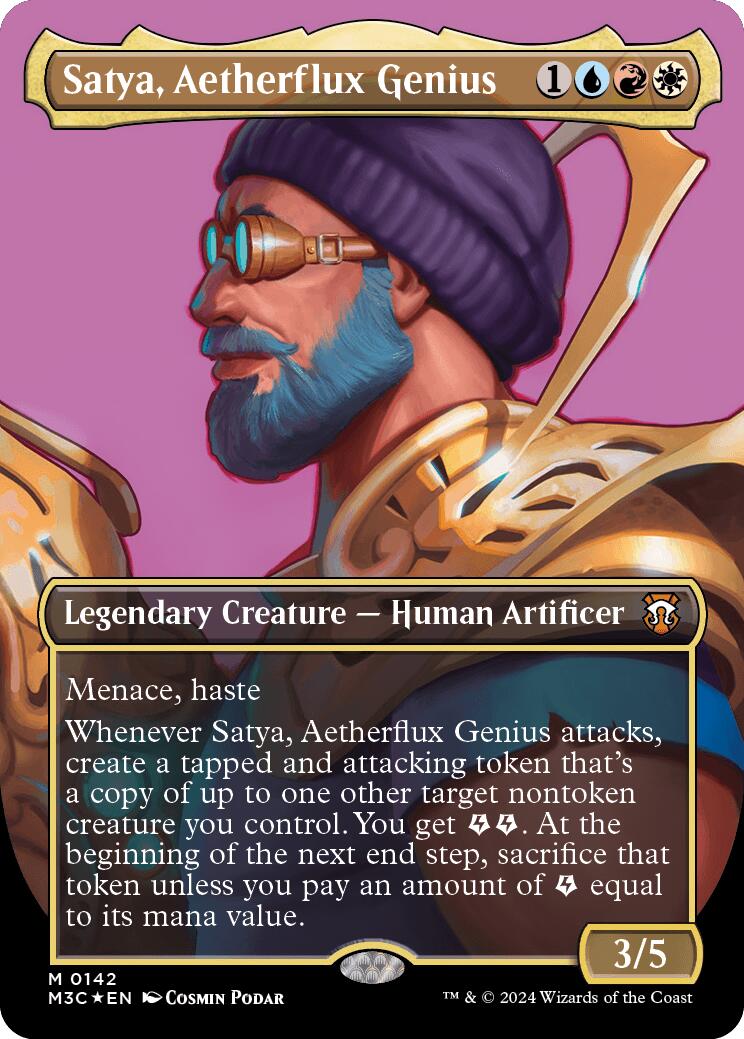 Satya, Aetherflux Genius (Borderless) (Ripple Foil) [Modern Horizons 3 Commander] | Jomio and Rueliete's Cards and Comics