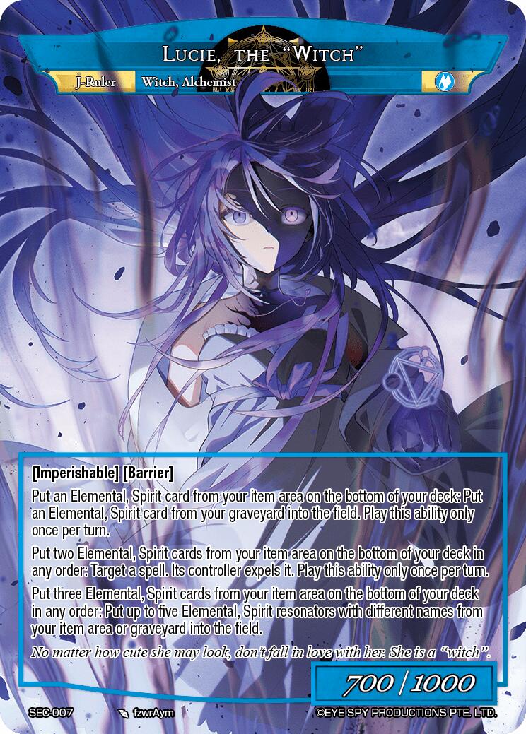 Lucie, Synthetic Alchemist // Lucie, the "Witch" (Uber Rare) (Alternate Art) (SEC-007) [Thoth of the Trinity] | Jomio and Rueliete's Cards and Comics