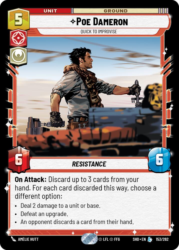 Poe Dameron - Quick to Improvise (153/262) (153/262) [Shadows of the Galaxy] | Jomio and Rueliete's Cards and Comics