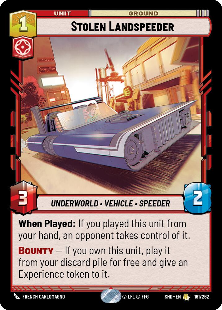 Stolen Landspeeder (161/262) [Shadows of the Galaxy] | Jomio and Rueliete's Cards and Comics