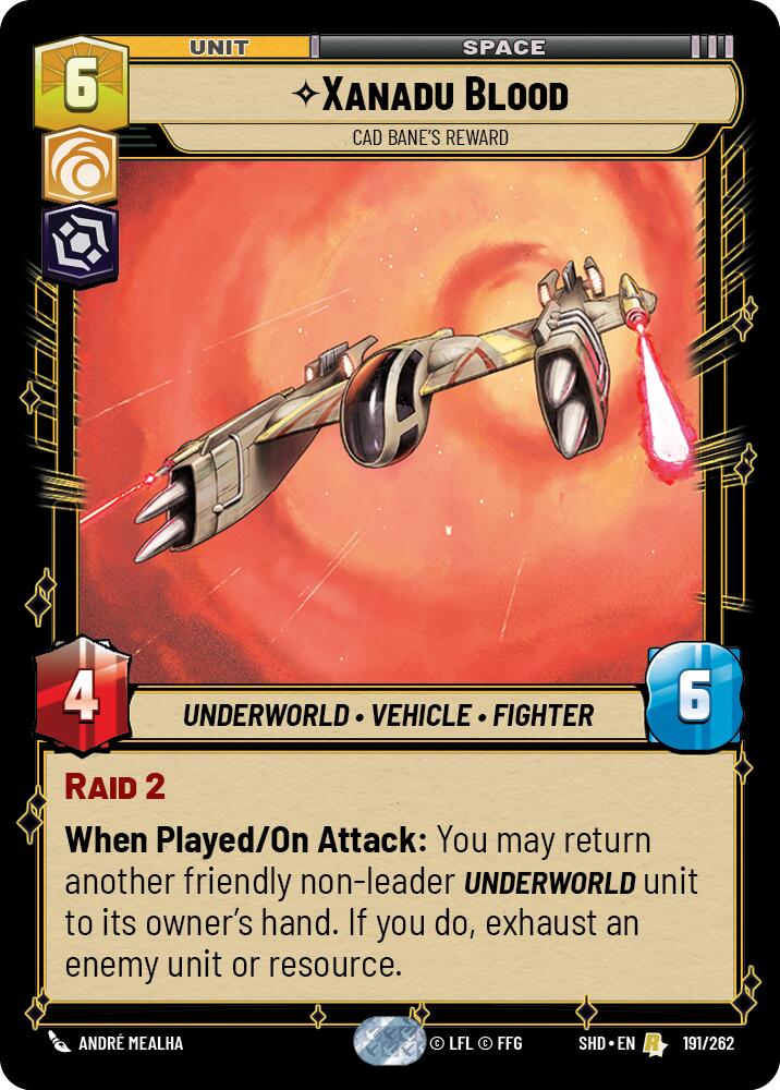 Xanadu Blood - Cad Bane's Reward (191/262) (191/262) [Shadows of the Galaxy] | Jomio and Rueliete's Cards and Comics