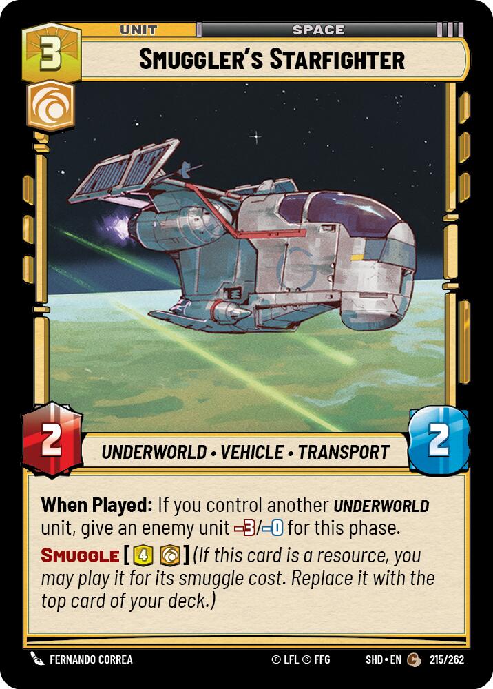Smuggler's Starfighter (215/262) (215/262) [Shadows of the Galaxy] | Jomio and Rueliete's Cards and Comics