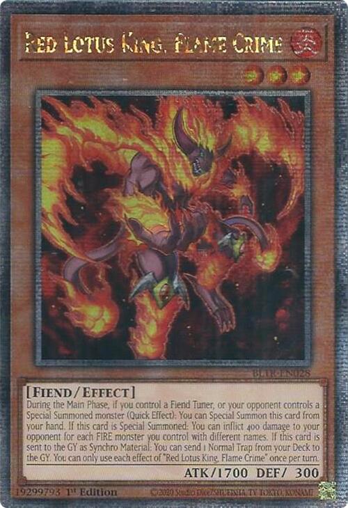 Red Lotus King, Flame Crime (Quarter Century Secret Rare) [BLTR-EN028] Quarter Century Secret Rare | Jomio and Rueliete's Cards and Comics