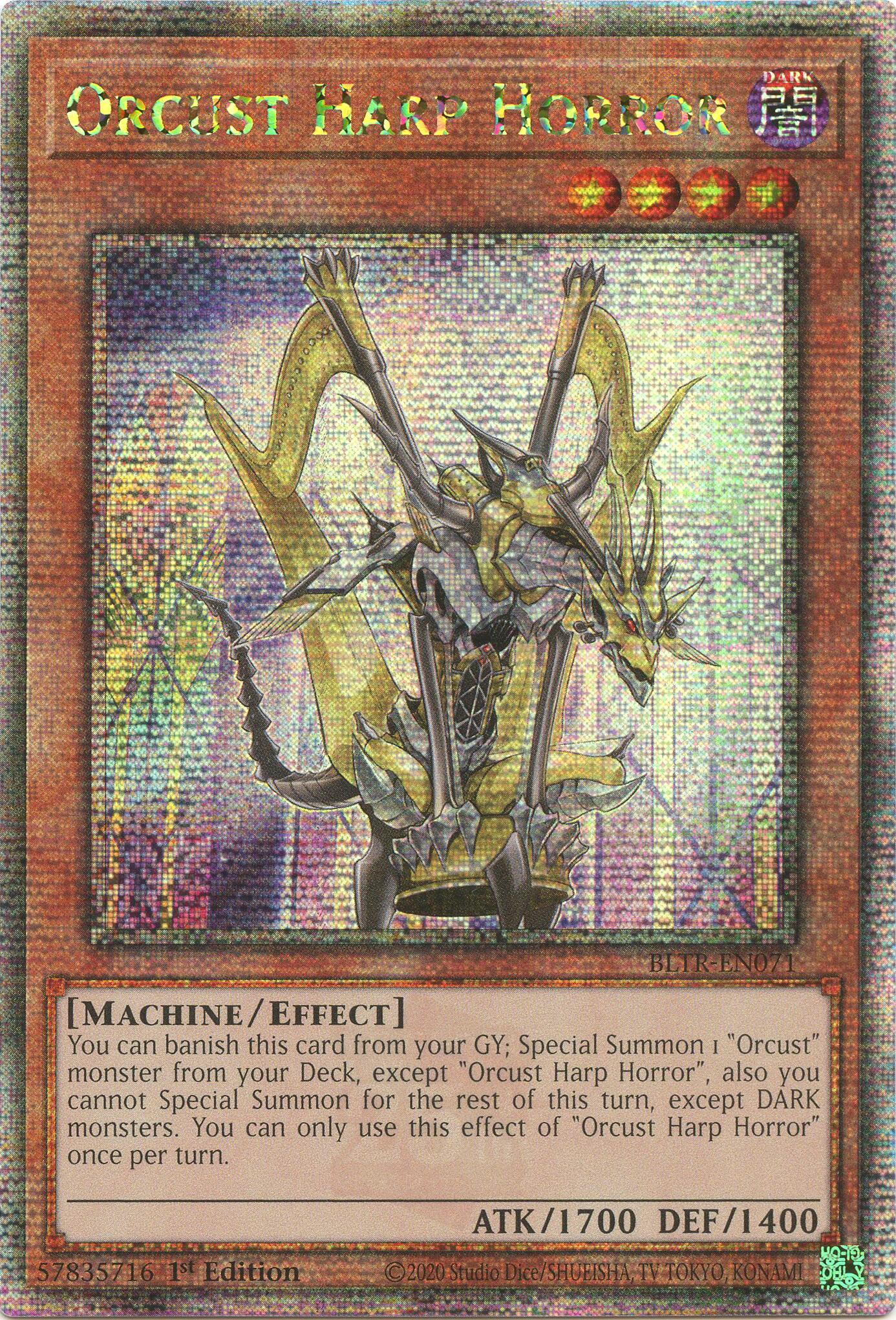 yugioh horror cards Orcust Harp Horror (Quarter Century Secret Rare) [BLTR-EN071] Quarter –  Jomio and Rueliete's Cards and Comics