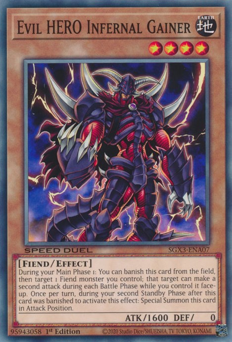Evil HERO Infernal Gainer [SGX3-ENA07] Common | Jomio and Rueliete's Cards and Comics
