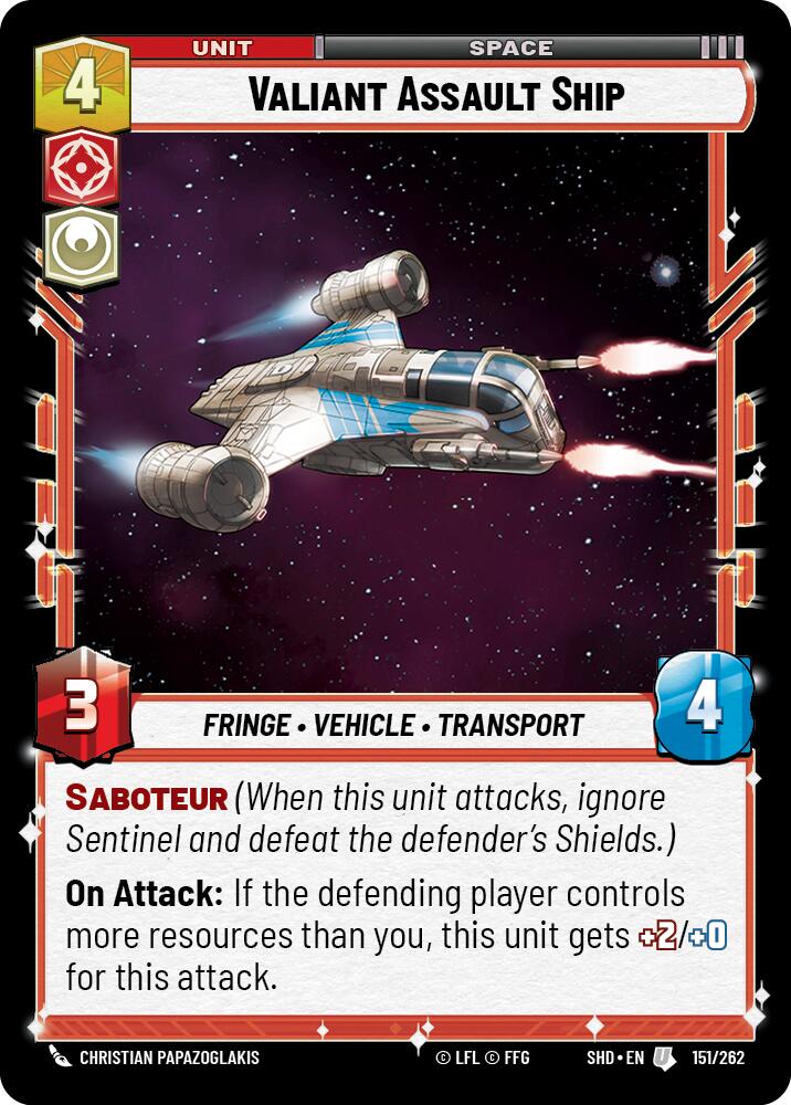 Valiant Assault Ship (151/262) (151/262) [Shadows of the Galaxy] | Jomio and Rueliete's Cards and Comics