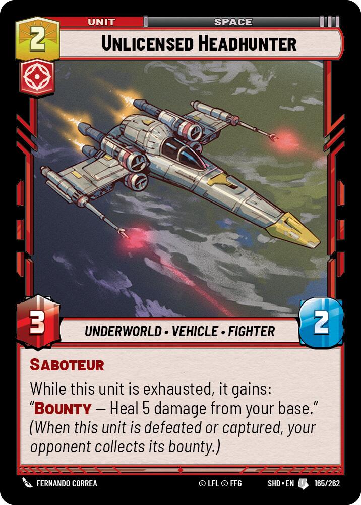 Unlicensed Headhunter (165/262) (165/262) [Shadows of the Galaxy] | Jomio and Rueliete's Cards and Comics