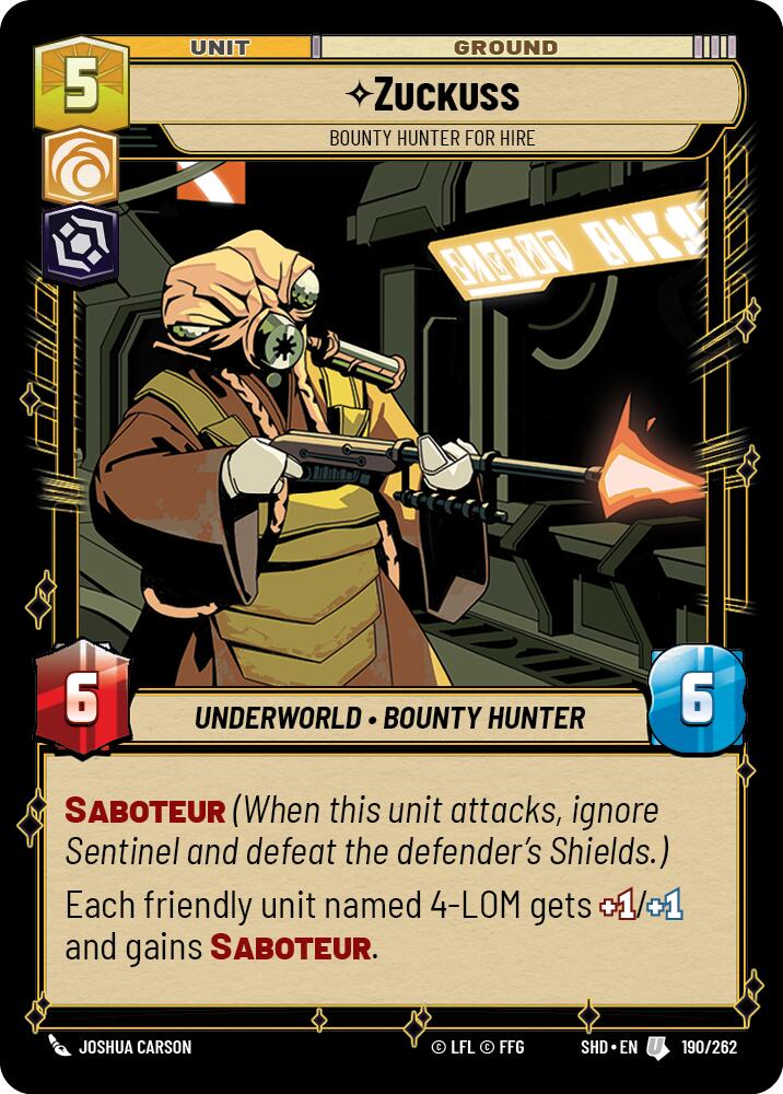 Zuckuss - Bounty Hunter for Hire (190/262) [Shadows of the Galaxy] | Jomio and Rueliete's Cards and Comics