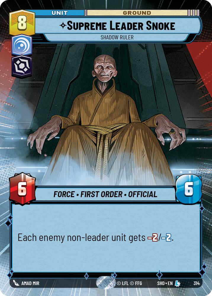 Supreme Leader Snoke - Shadow Ruler (314) (Hyperspace) (314) [Shadows of the Galaxy] | Jomio and Rueliete's Cards and Comics