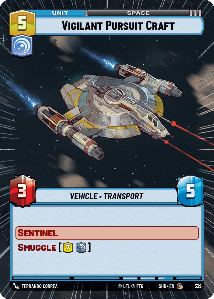 Vigilant Pursuit Craft (339) (Hyperspace) (339) [Shadows of the Galaxy] | Jomio and Rueliete's Cards and Comics