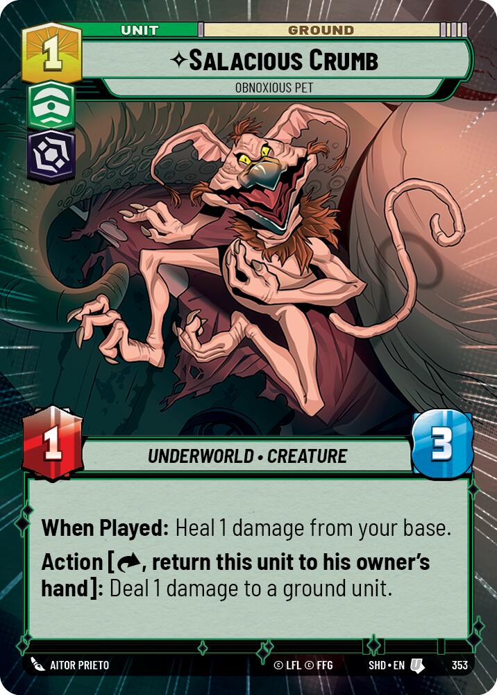 Salacious Crumb - Obnoxious Pet (353) (Hyperspace) (353) [Shadows of the Galaxy] | Jomio and Rueliete's Cards and Comics