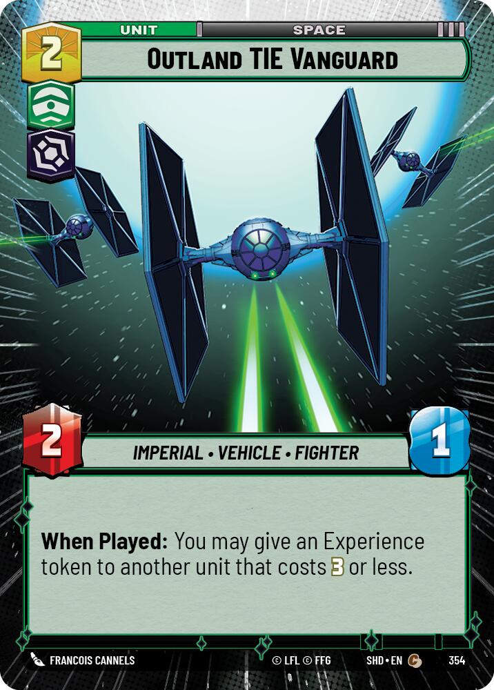 Outland TIE Vanguard (354) (Hyperspace) (354) [Shadows of the Galaxy] | Jomio and Rueliete's Cards and Comics
