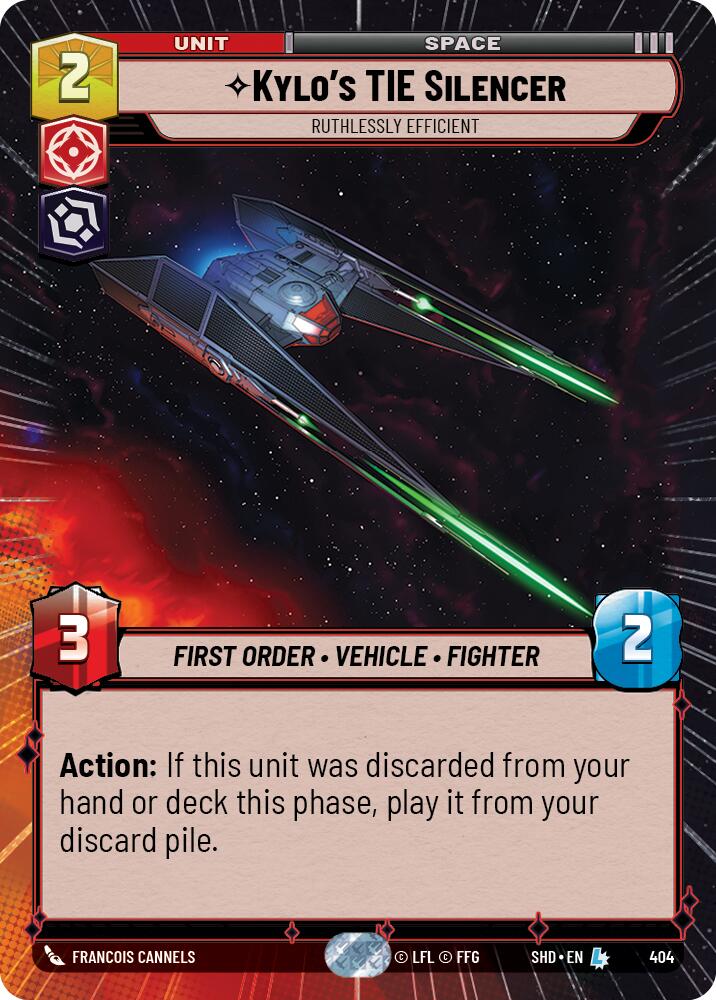 Kylo's TIE Silencer - Ruthlessly Efficient (404) (Hyperspace) (404) [Shadows of the Galaxy] | Jomio and Rueliete's Cards and Comics