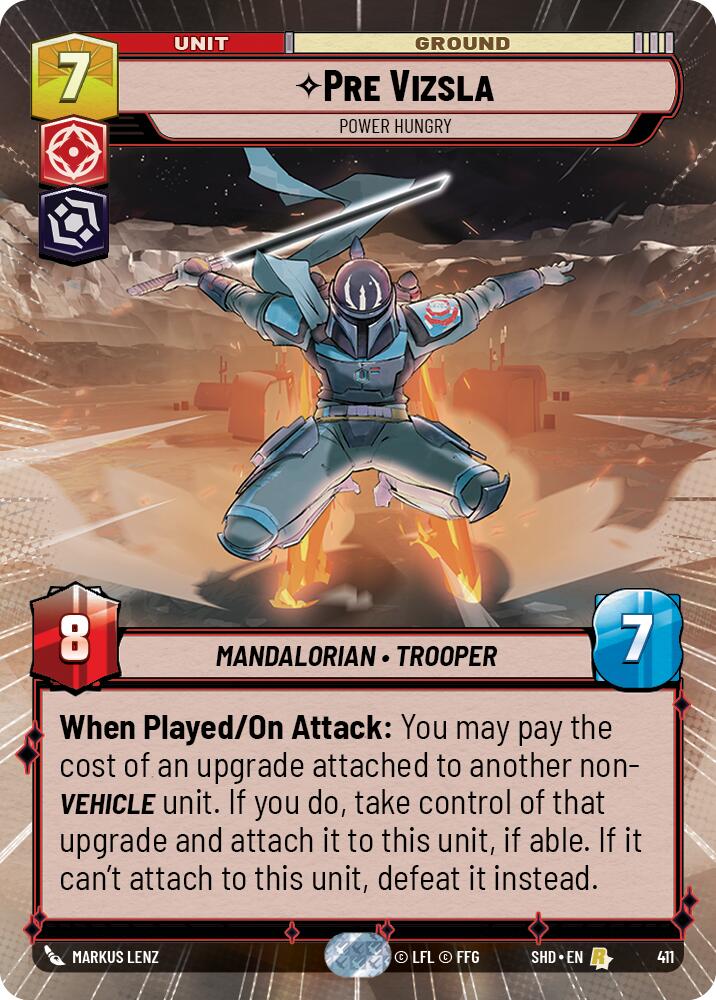Pre Vizsla - Power Hungry (411) (Hyperspace) (411) [Shadows of the Galaxy] | Jomio and Rueliete's Cards and Comics