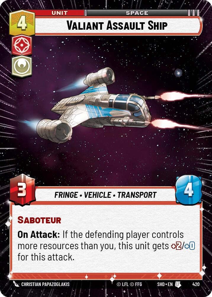 Valiant Assault Ship (420) (Hyperspace) (420) [Shadows of the Galaxy] | Jomio and Rueliete's Cards and Comics