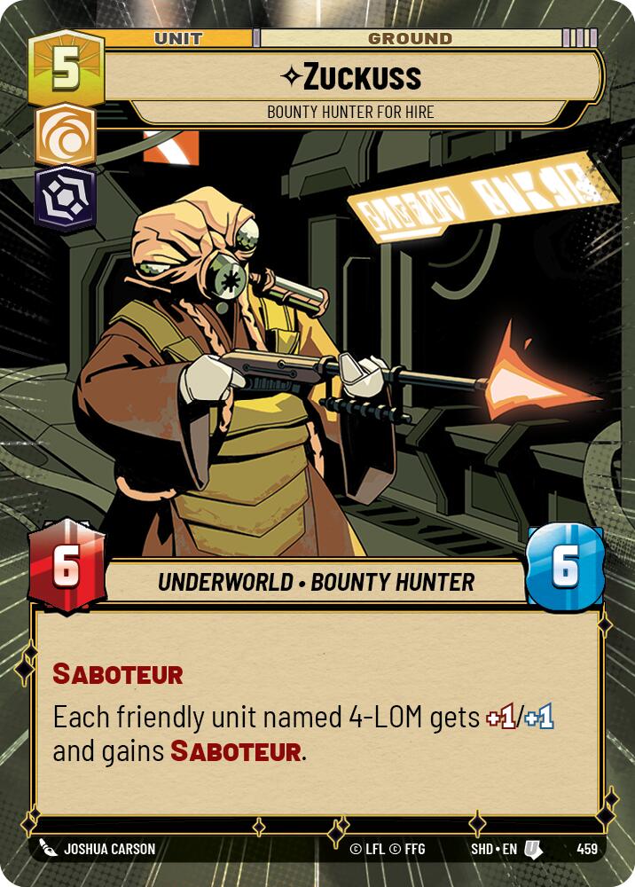 Zuckuss - Bounty Hunter for Hire (459) (Hyperspace) (459) [Shadows of the Galaxy] | Jomio and Rueliete's Cards and Comics