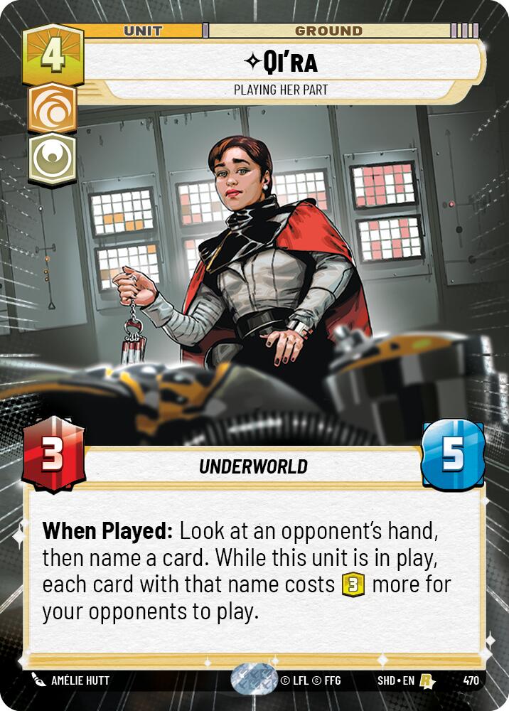 Qi'ra - Playing Her Part (470) (Hyperspace) (470) [Shadows of the Galaxy] | Jomio and Rueliete's Cards and Comics