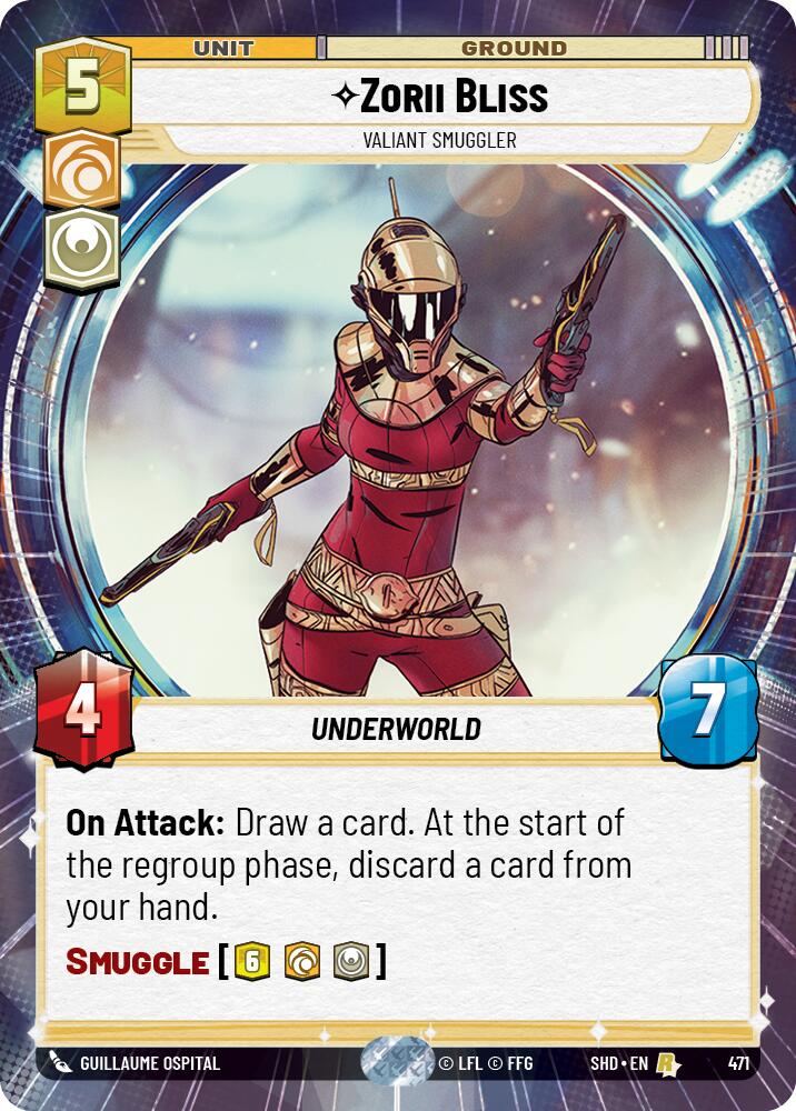 Zorii Bliss - Valiant Smuggler (471) (Hyperspace) (471) [Shadows of the Galaxy] | Jomio and Rueliete's Cards and Comics