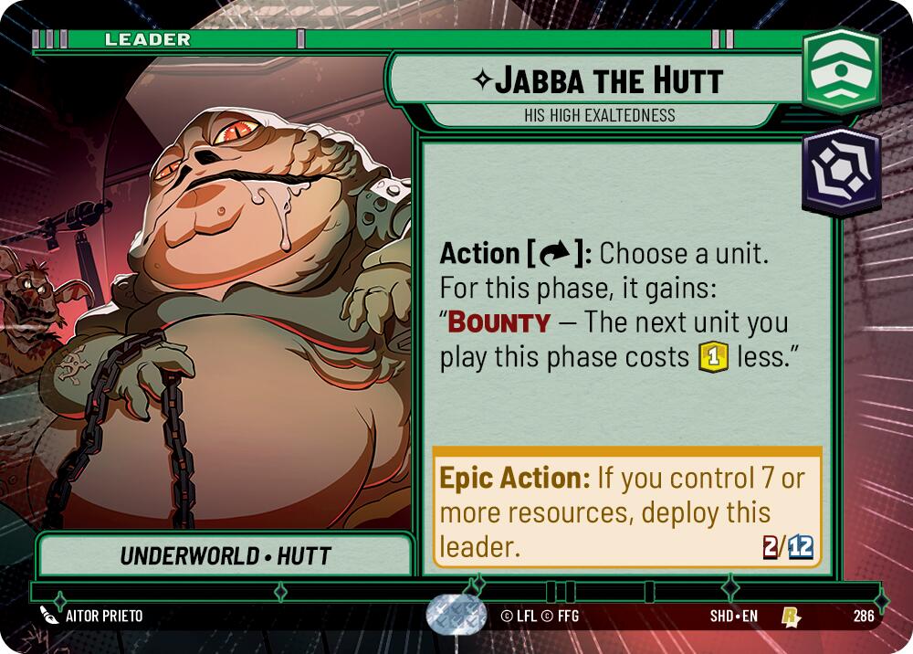Jabba the Hutt - His High Exaltedness (286) (Hyperspace) (286) [Shadows of the Galaxy] | Jomio and Rueliete's Cards and Comics