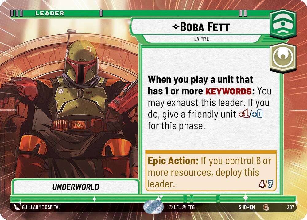 Boba Fett - Daimyo (Hyperspace) (287) [Shadows of the Galaxy] | Jomio and Rueliete's Cards and Comics
