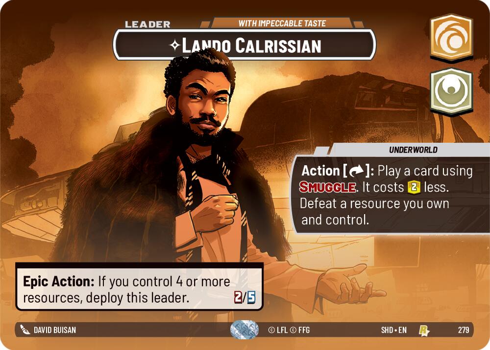 Lando Calrissian - With Impeccable Taste (279) (Showcase) (279) [Shadows of the Galaxy] | Jomio and Rueliete's Cards and Comics