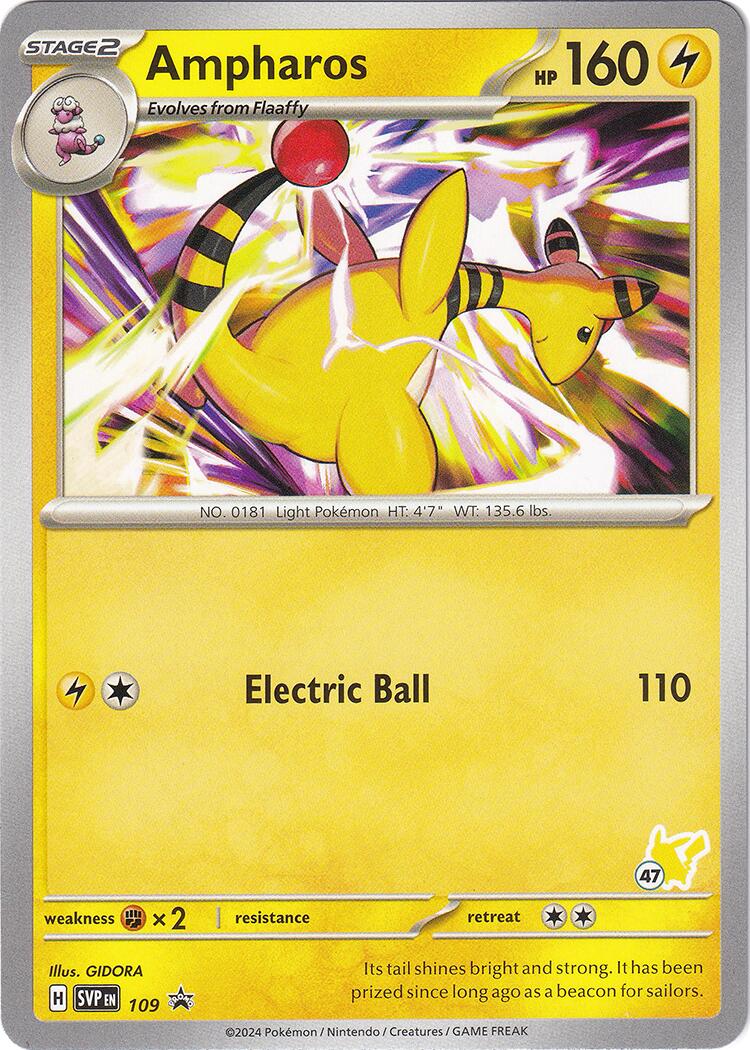 Ampharos (109) (Pikachu Stamp #47) [Battle Academy 2024] | Jomio and Rueliete's Cards and Comics