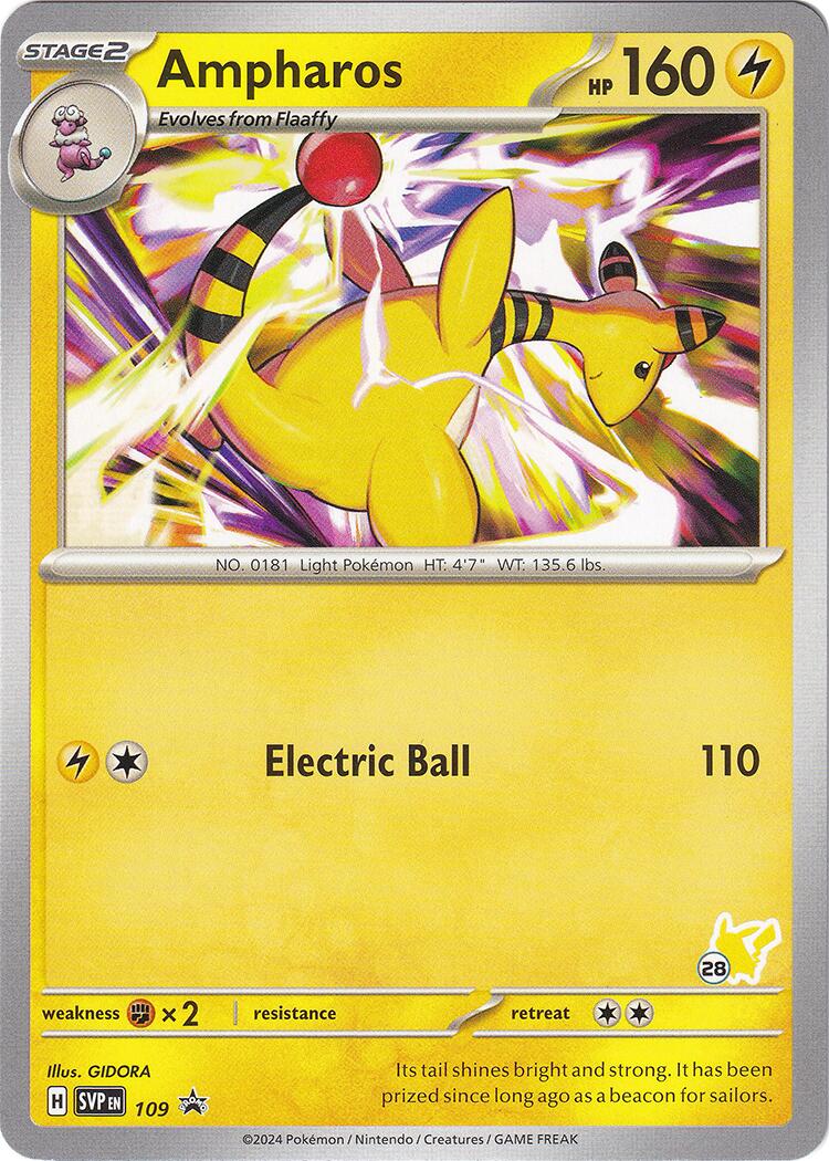Ampharos (109) (Pikachu Stamp #28) [Battle Academy 2024] | Jomio and Rueliete's Cards and Comics