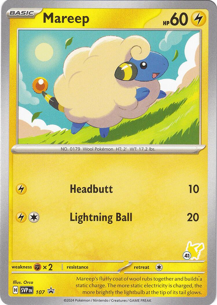 Mareep (107) (Pikachu Stamp #41) [Battle Academy 2024] | Jomio and Rueliete's Cards and Comics