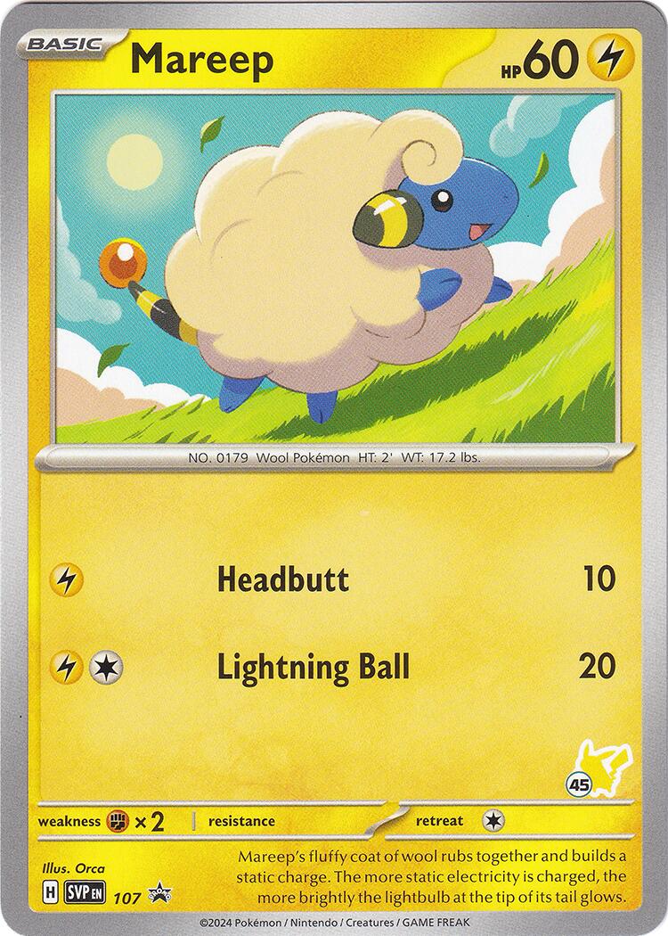 Mareep (107) (Pikachu Stamp #45) [Battle Academy 2024] | Jomio and Rueliete's Cards and Comics