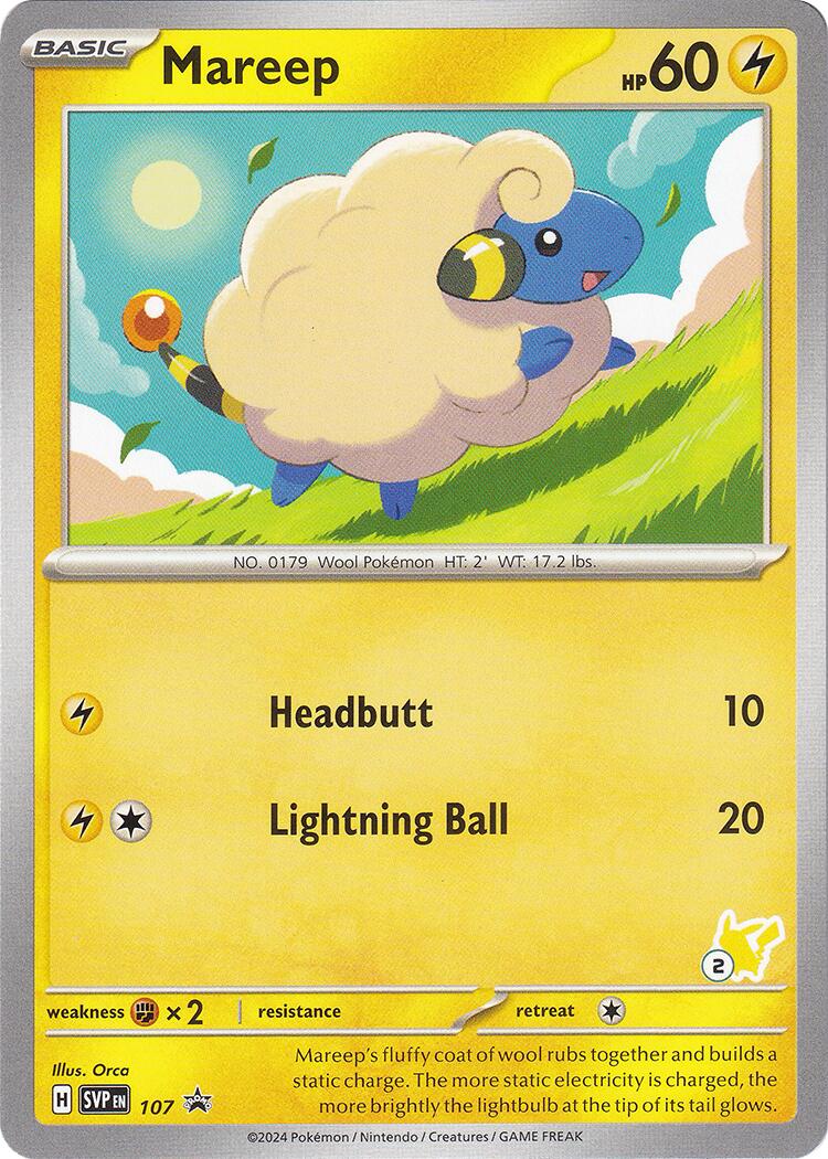 Mareep (107) (Pikachu Stamp #2) [Battle Academy 2024] | Jomio and Rueliete's Cards and Comics