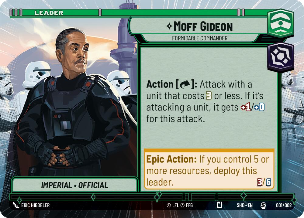 Moff Gideon - Formidable Commander (001/002) (Hyperspace) (Prerelease Promos) (001/002) [Shadows of the Galaxy Promos] | Jomio and Rueliete's Cards and Comics