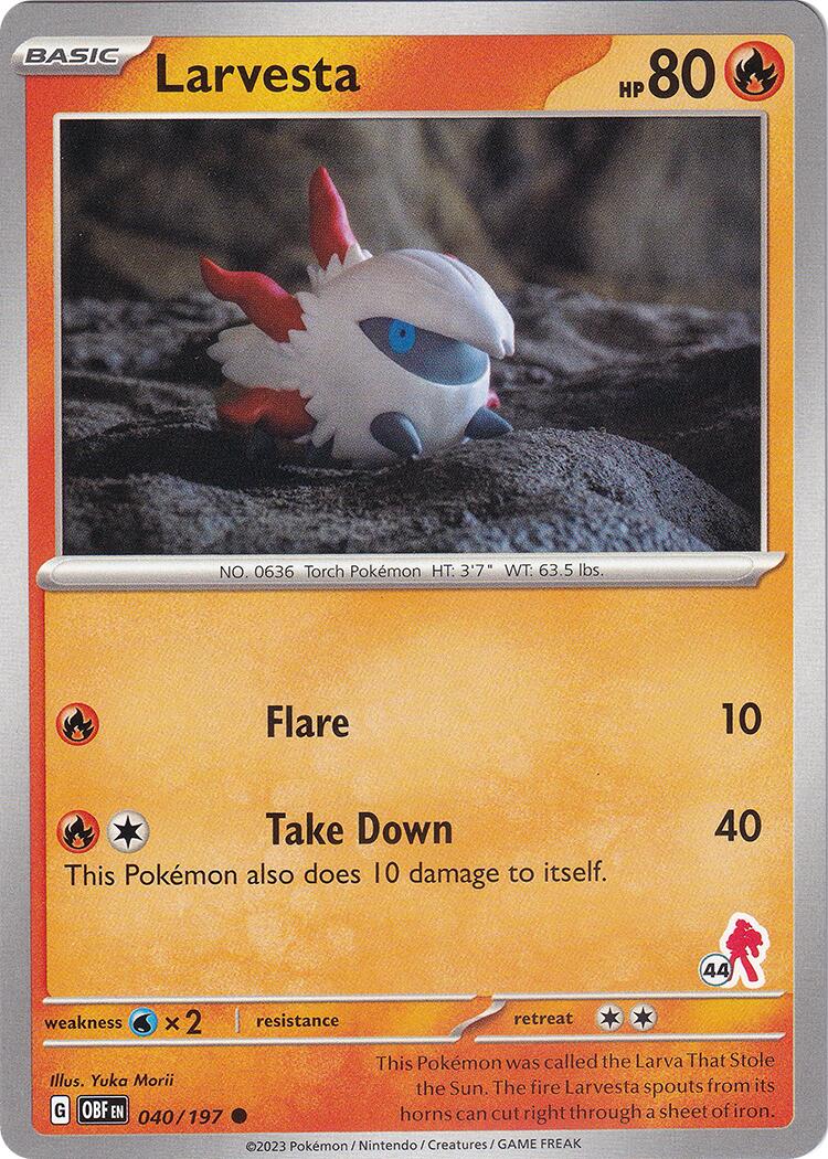 Larvesta (040/197) (Armarouge Stamp #44) [Battle Academy 2024] | Jomio and Rueliete's Cards and Comics