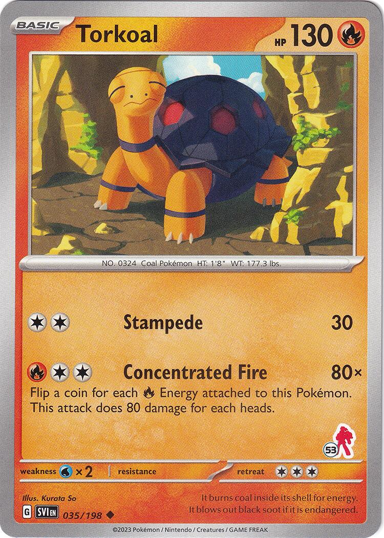 Torkoal (035/198) (Armarouge Stamp #53) [Battle Academy 2024] | Jomio and Rueliete's Cards and Comics