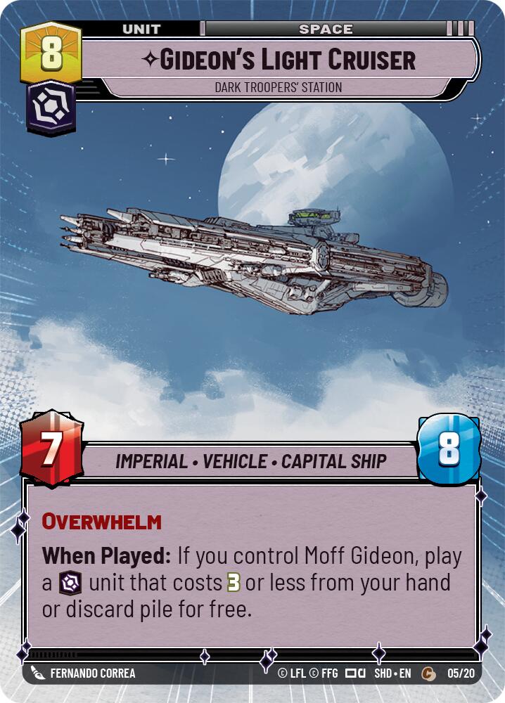 Gideon's Light Cruiser - Dark Troopers' Station (Hyperspace) (05/20) [Shadows of the Galaxy: Weekly Play] | Jomio and Rueliete's Cards and Comics