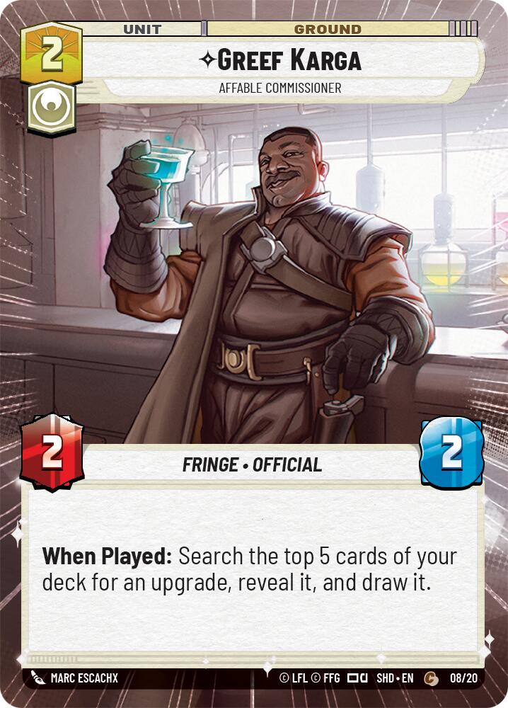 Greef Karga - Affable Commissioner (Hyperspace) (08/20) [Shadows of the Galaxy: Weekly Play] | Jomio and Rueliete's Cards and Comics