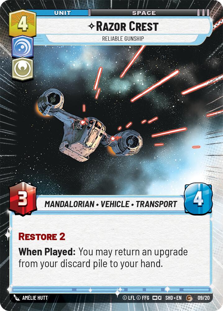 Razor Crest - Reliable Gunship (Hyperspace) (09/20) [Shadows of the Galaxy: Weekly Play] | Jomio and Rueliete's Cards and Comics