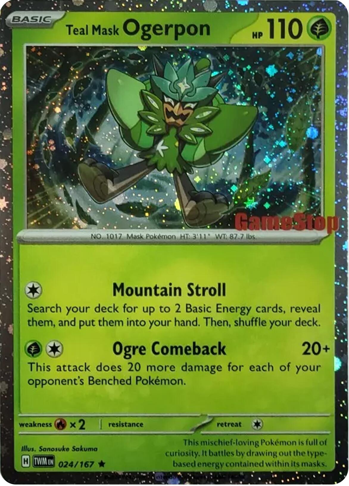 Teal Mask Ogerpon (024/167) (Cosmos Holo) (GameStop Exclusive) [Scarlet & Violet: Twilight Masquerade] | Jomio and Rueliete's Cards and Comics