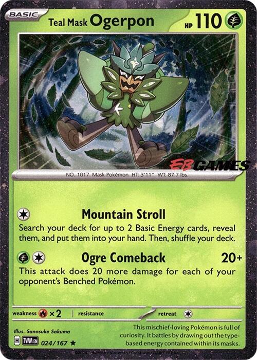 Teal Mask Ogerpon (024/167) (Cosmos Holo) (EB Games Exclusive) [Scarlet & Violet: Twilight Masquerade] | Jomio and Rueliete's Cards and Comics