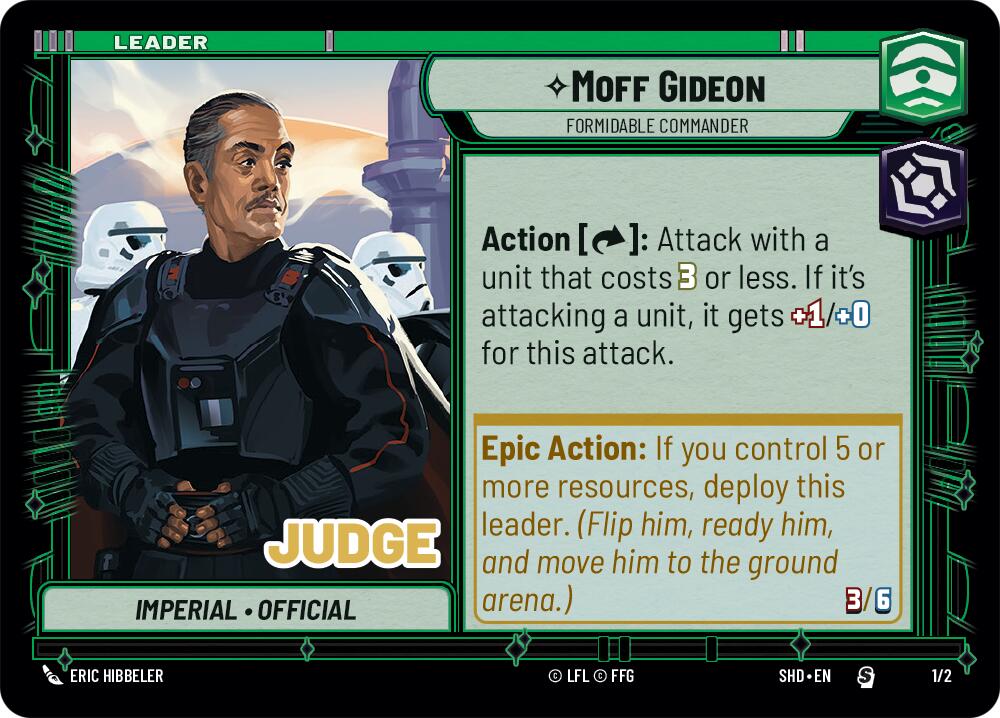 Moff Gideon - Formidable Commander (1/2) (Judge Promo) (1/2) [Shadows of the Galaxy Promos] | Jomio and Rueliete's Cards and Comics