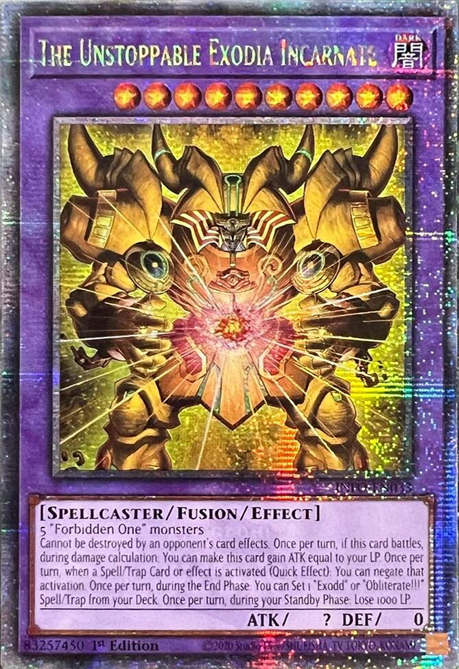 The Unstoppable Exodia Incarnate (Quarter Century Secret Rare) [INFO-EN033] Quarter Century Secret Rare | Jomio and Rueliete's Cards and Comics