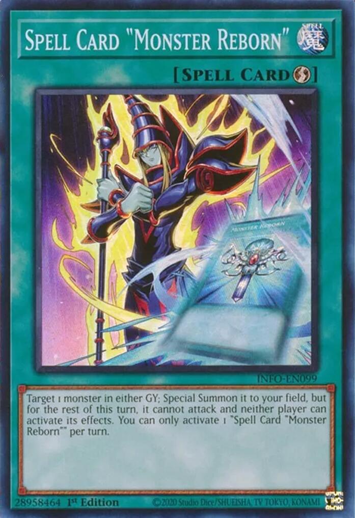 Spell Card "Monster Reborn" [INFO-EN099] Super Rare | Jomio and Rueliete's Cards and Comics