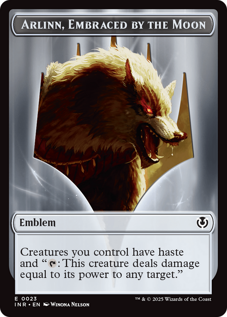 Wolf (0018) // Emblem - Arlinn, Embraces by the Moon Double-Sided Token [Innistrad Remastered Tokens] | Jomio and Rueliete's Cards and Comics