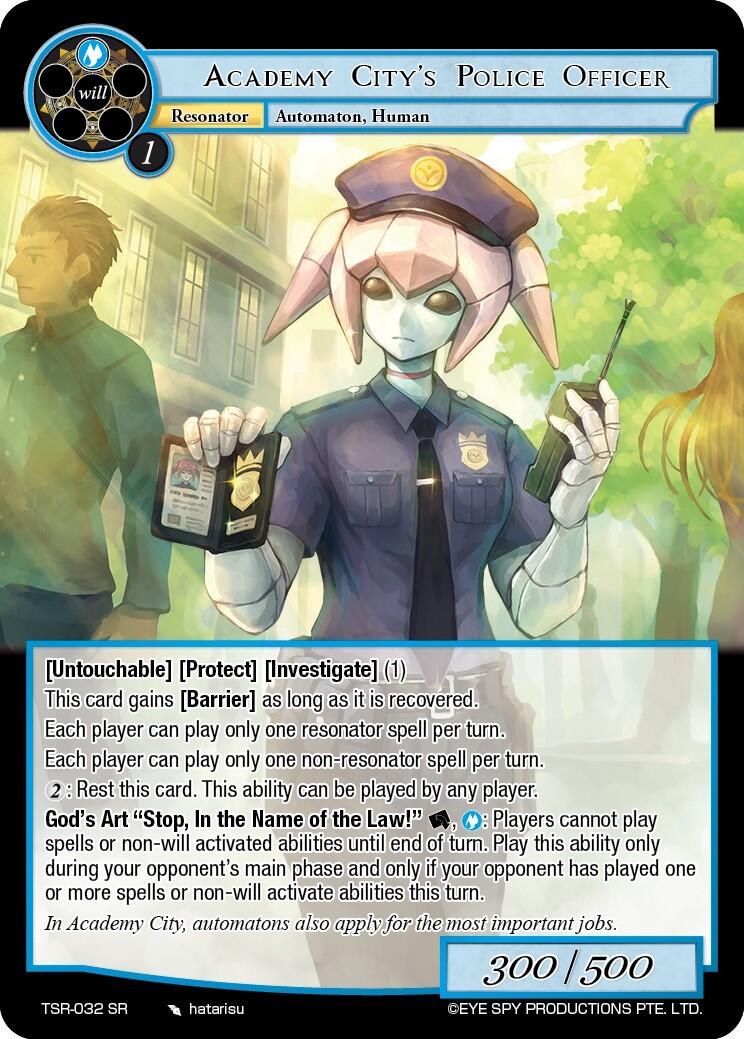 Academy City's Police Officer (TSR-032 SR) [The Battle at the Sacred Ruins] | Jomio and Rueliete's Cards and Comics