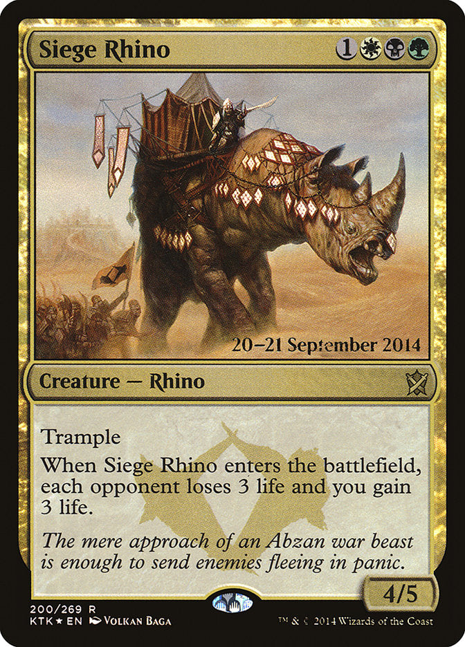 Siege Rhino [Khans of Tarkir Prerelease Promos] | Jomio and Rueliete's Cards and Comics