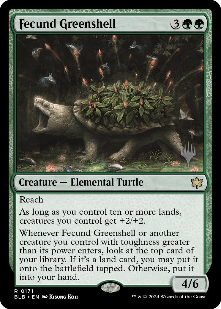 Fecund Greenshell (Promo Pack) [Bloomburrow Promos] | Jomio and Rueliete's Cards and Comics