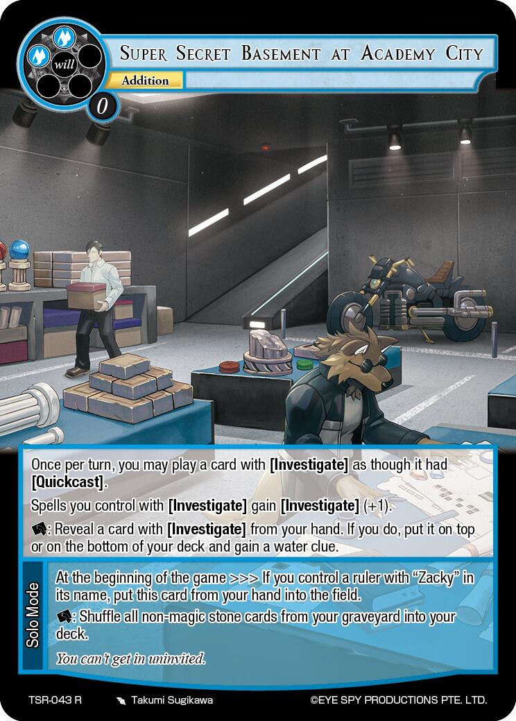 Super Secret Basement At Academy City (TSR-043 R) [The Battle at the Sacred Ruins] | Jomio and Rueliete's Cards and Comics
