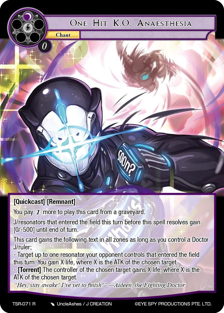 One Hit K.O. Anaesthesia (TSR-071 R) [The Battle at the Sacred Ruins] | Jomio and Rueliete's Cards and Comics