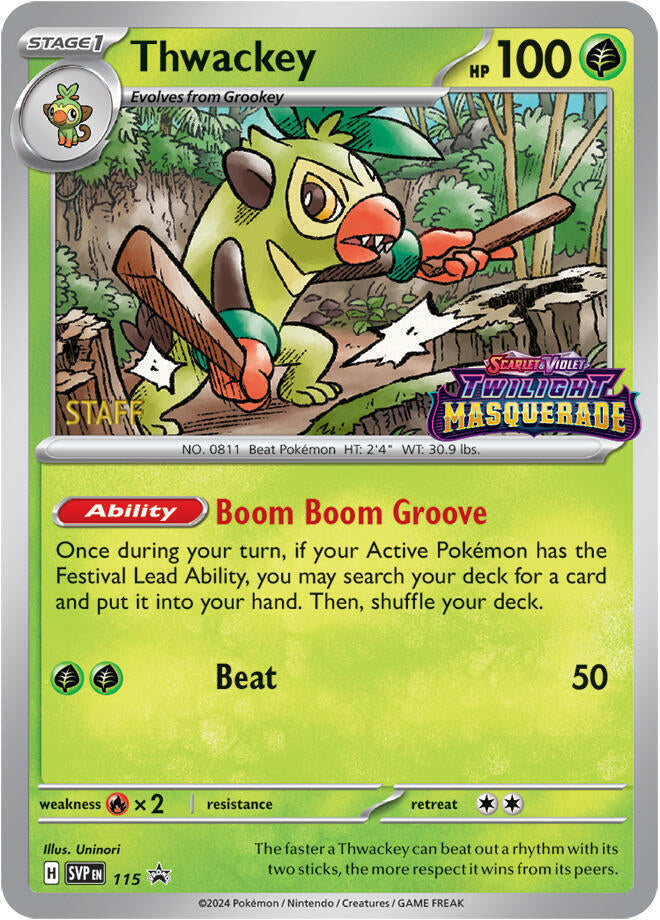 Thwackey (115) (Staff) [Scarlet & Violet: Black Star Promos] | Jomio and Rueliete's Cards and Comics